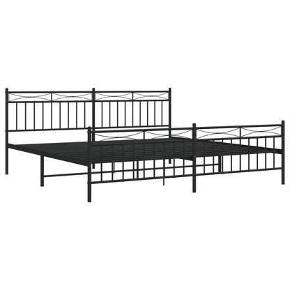 Estrutura de cama com cabeceira e pés 200x200 cm metal preto