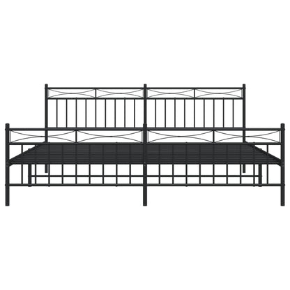 Estrutura de cama com cabeceira e pés 200x200 cm metal preto