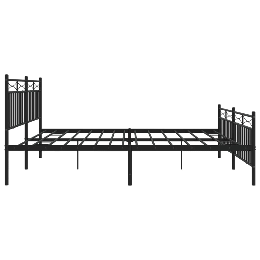 Estrutura de cama com cabeceira e pés 200x200 cm metal preto