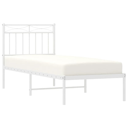 Estrutura de cama com cabeceira 75x190 cm metal branco