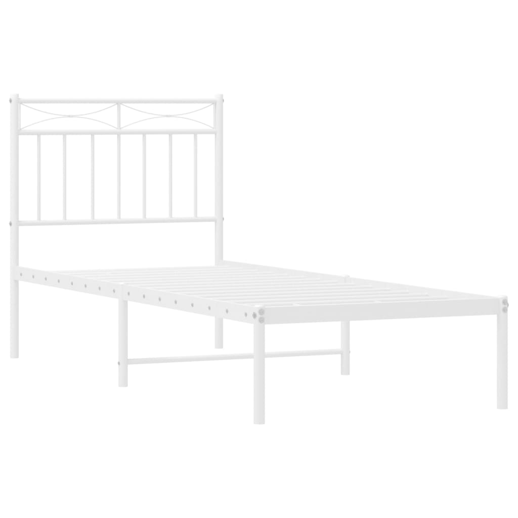 Estrutura de cama com cabeceira 75x190 cm metal branco