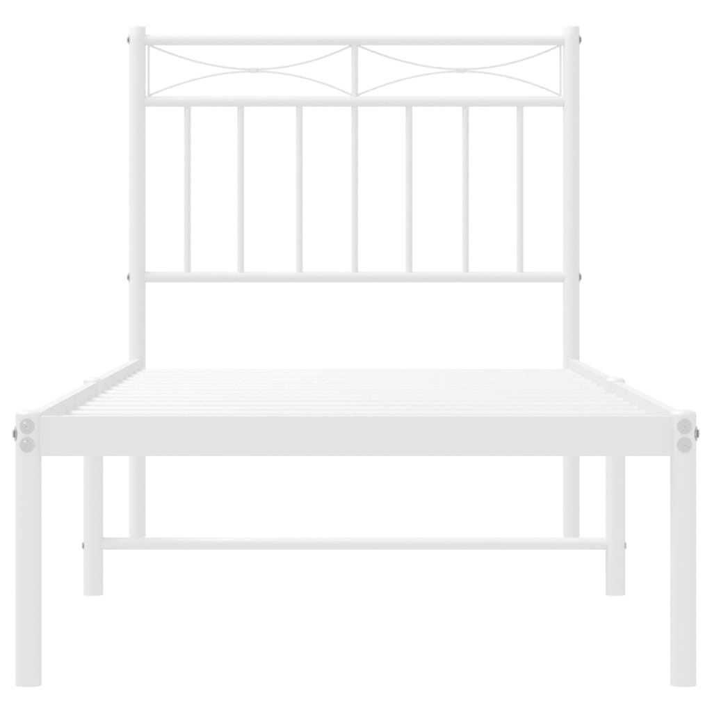 Estrutura de cama com cabeceira 75x190 cm metal branco