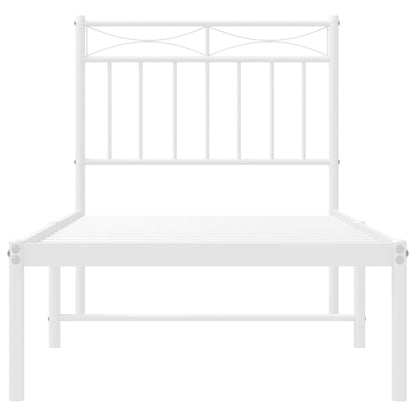 Estrutura de cama com cabeceira 75x190 cm metal branco