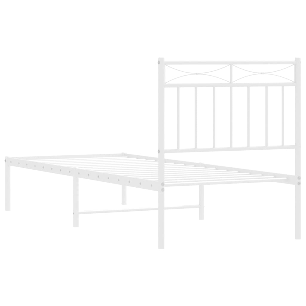 Estrutura de cama com cabeceira 75x190 cm metal branco