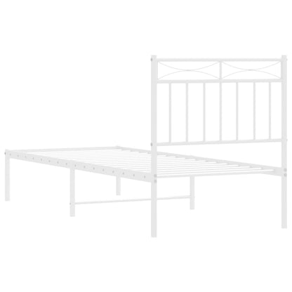 Estrutura de cama com cabeceira 75x190 cm metal branco