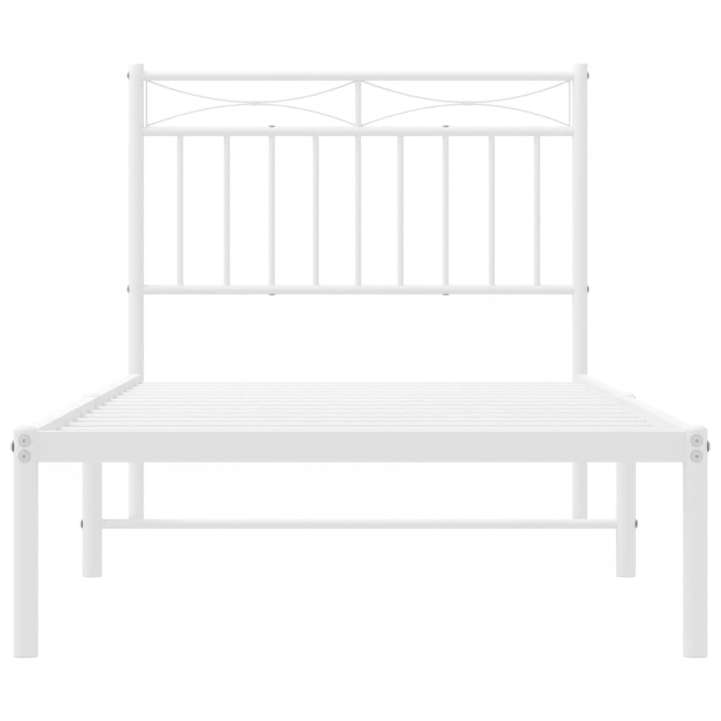 Estrutura de cama com cabeceira 90x190 cm metal branco