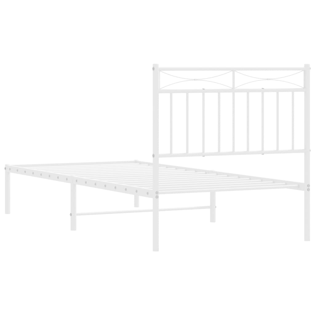 Estrutura de cama com cabeceira 90x190 cm metal branco