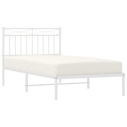 Estrutura de cama com cabeceira 100x190 cm metal branco