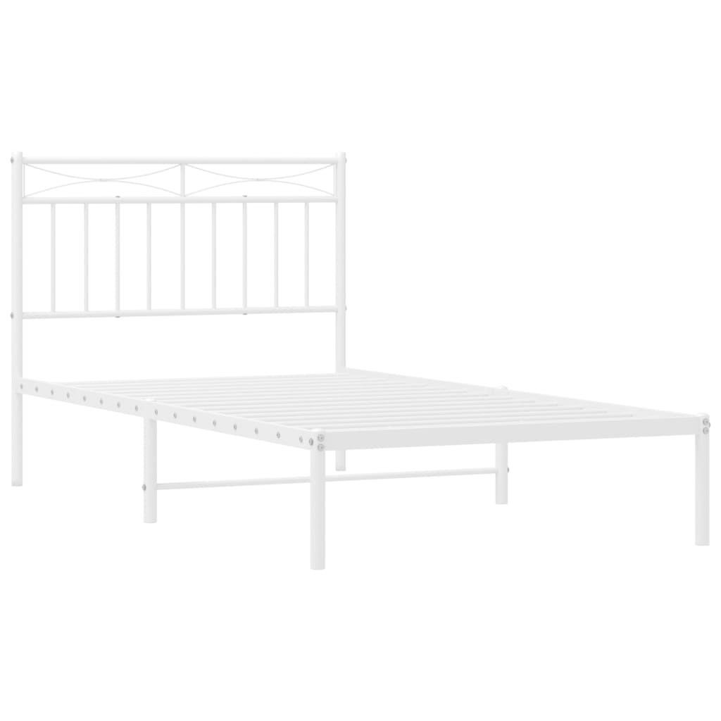 Estrutura de cama com cabeceira 100x190 cm metal branco