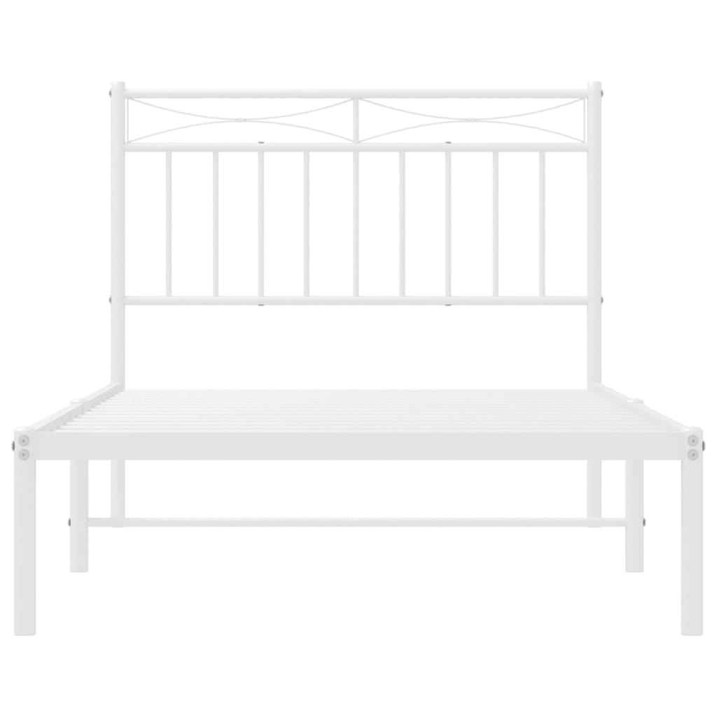 Estrutura de cama com cabeceira 100x190 cm metal branco