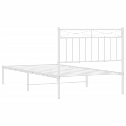 Estrutura de cama com cabeceira 100x190 cm metal branco