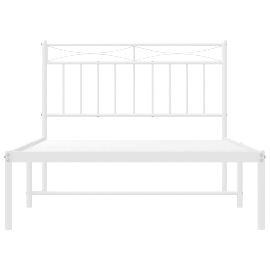 Estrutura de cama com cabeceira 100x200 cm metal branco