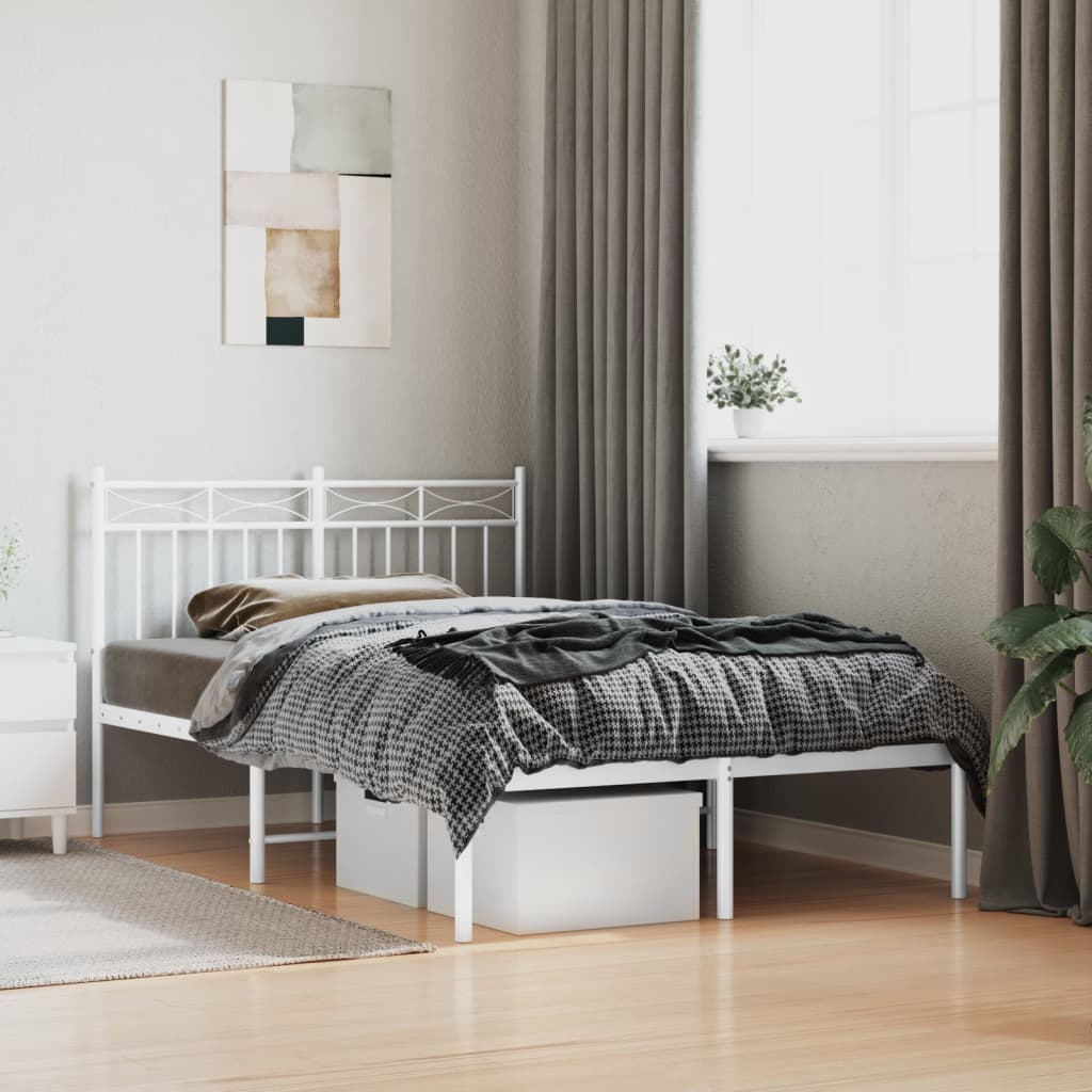 Estrutura de cama com cabeceira 120x190 cm metal branco