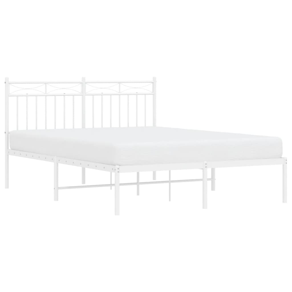 Estrutura de cama com cabeceira 140x190 cm metal branco