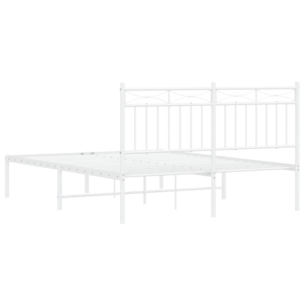 Estrutura de cama com cabeceira 140x190 cm metal branco