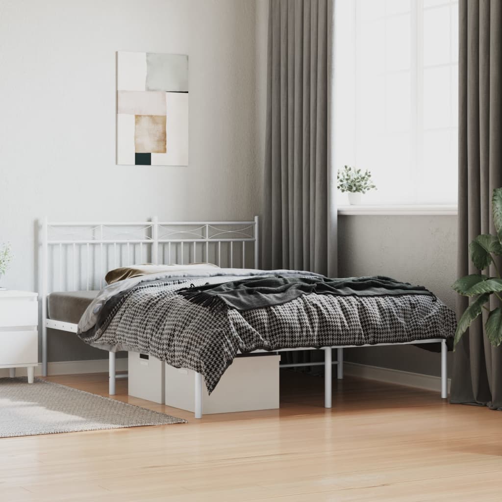 Estrutura de cama com cabeceira 140x190 cm metal branco