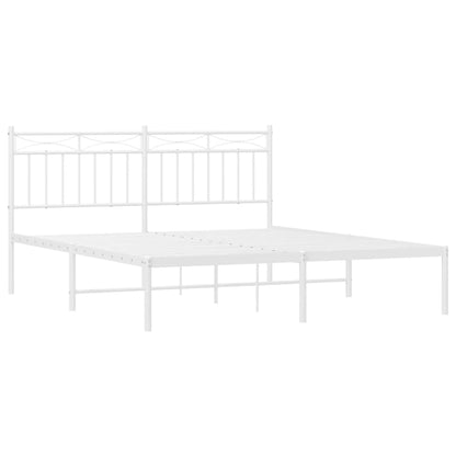 Estrutura de cama com cabeceira 150x200 cm metal branco