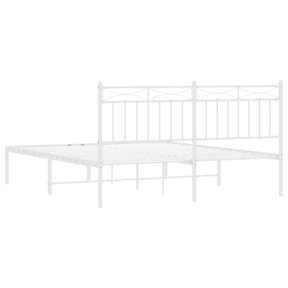 Estrutura de cama com cabeceira 150x200 cm metal branco