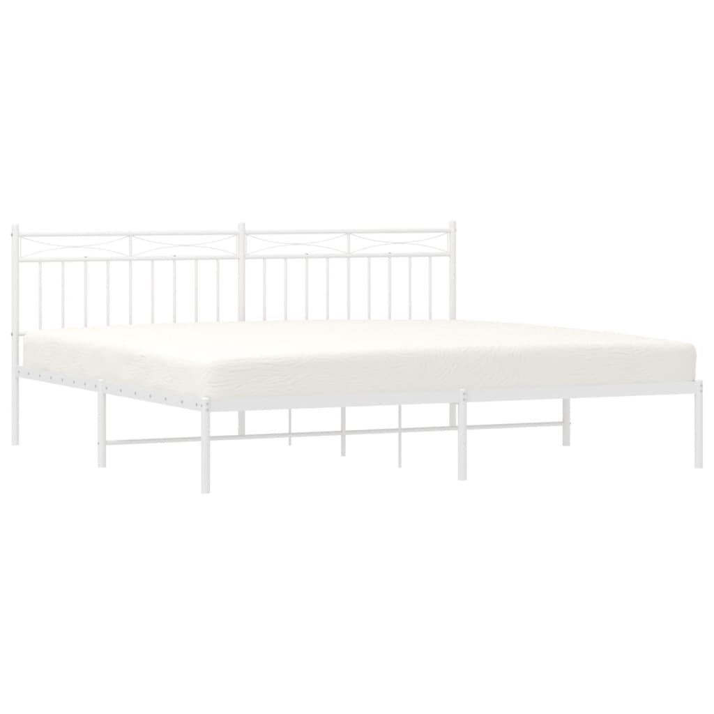 Estrutura de cama com cabeceira 193x203 cm metal branco