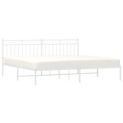 Estrutura de cama com cabeceira 193x203 cm metal branco