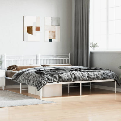 Estrutura de cama com cabeceira 193x203 cm metal branco