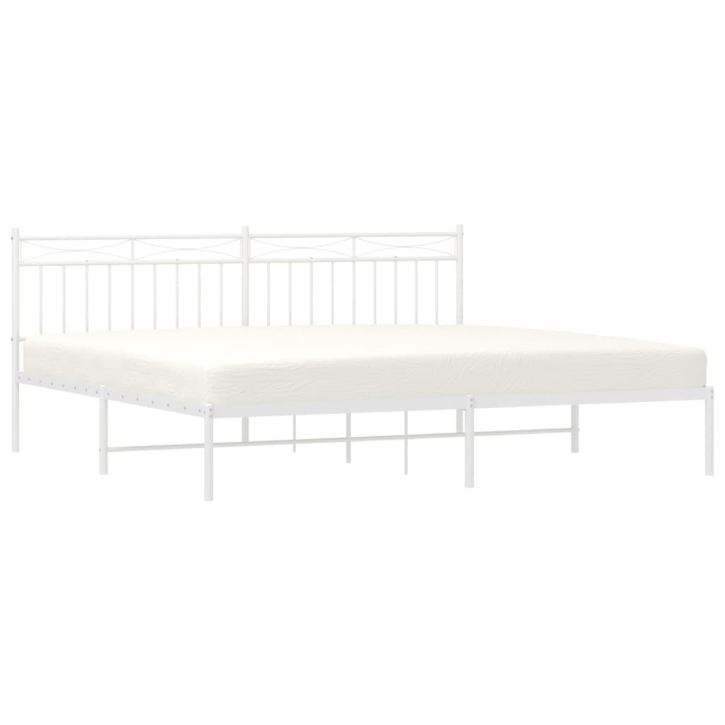 Estrutura de cama com cabeceira 200x200 cm metal branco