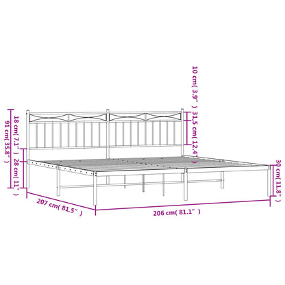 Estrutura de cama com cabeceira 200x200 cm metal branco