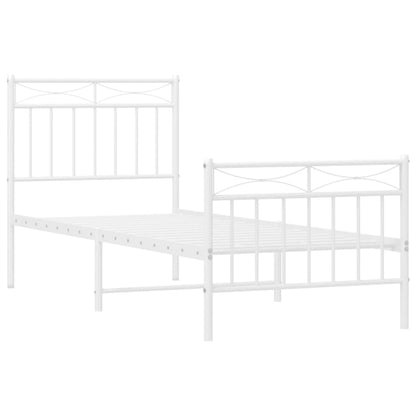 Estrutura de cama com cabeceira e pés 75x190 cm metal branco