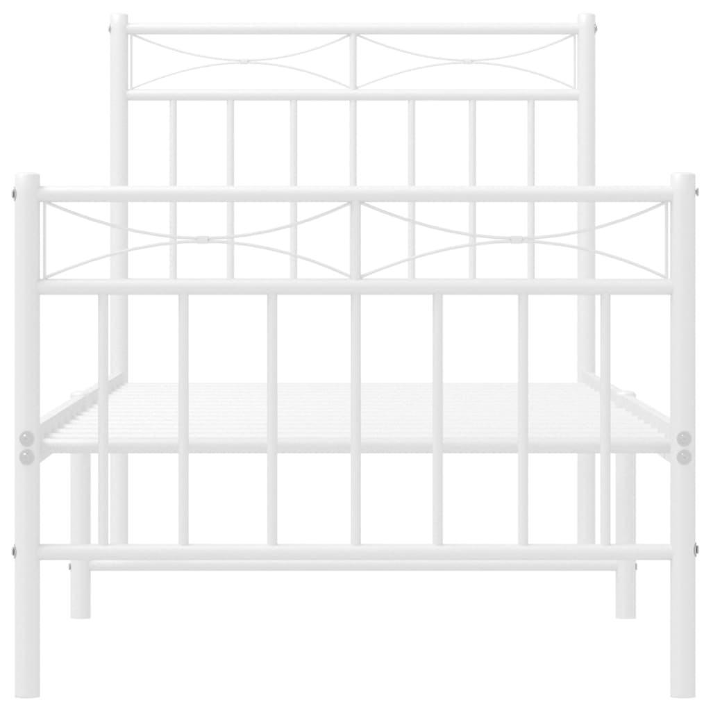 Estrutura de cama com cabeceira e pés 75x190 cm metal branco