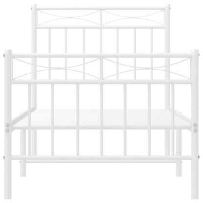 Estrutura de cama com cabeceira e pés 75x190 cm metal branco