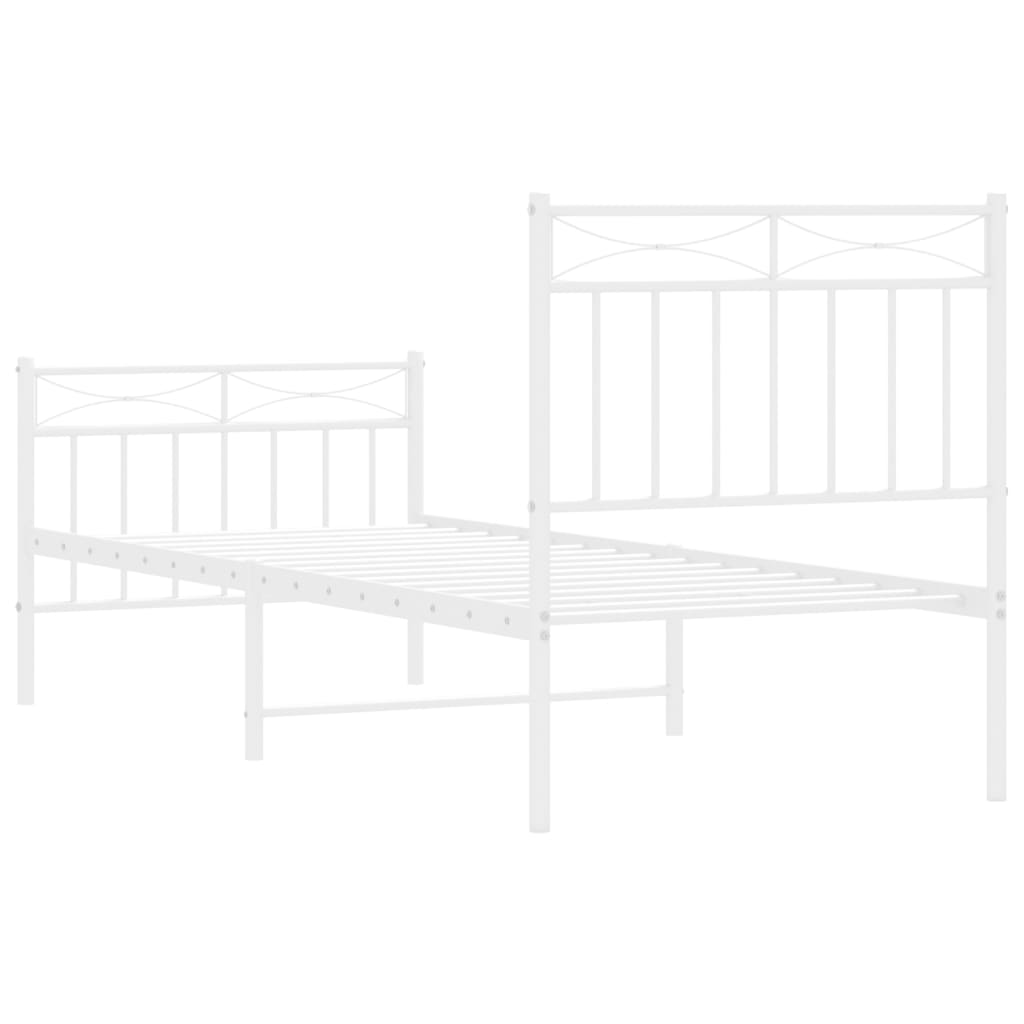 Estrutura de cama com cabeceira e pés 75x190 cm metal branco