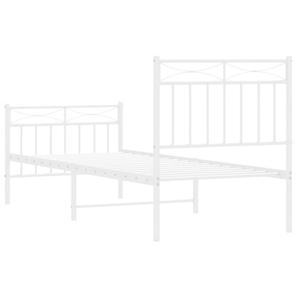 Estrutura de cama com cabeceira e pés 75x190 cm metal branco