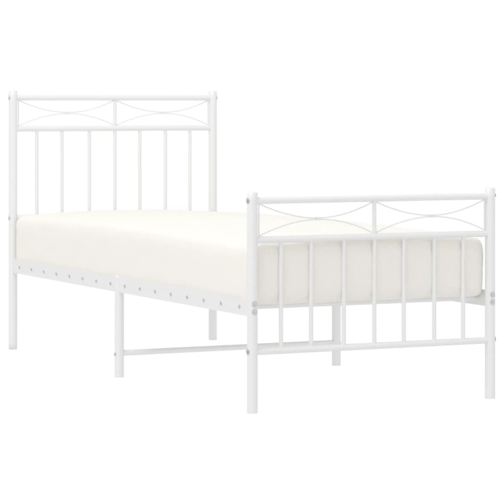 Estrutura de cama com cabeceira e pés 80x200 cm metal branco