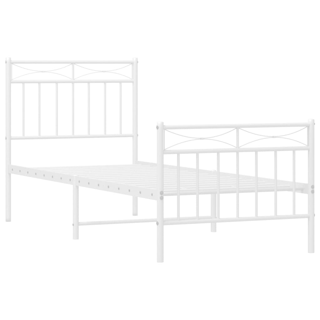 Estrutura de cama com cabeceira e pés 80x200 cm metal branco