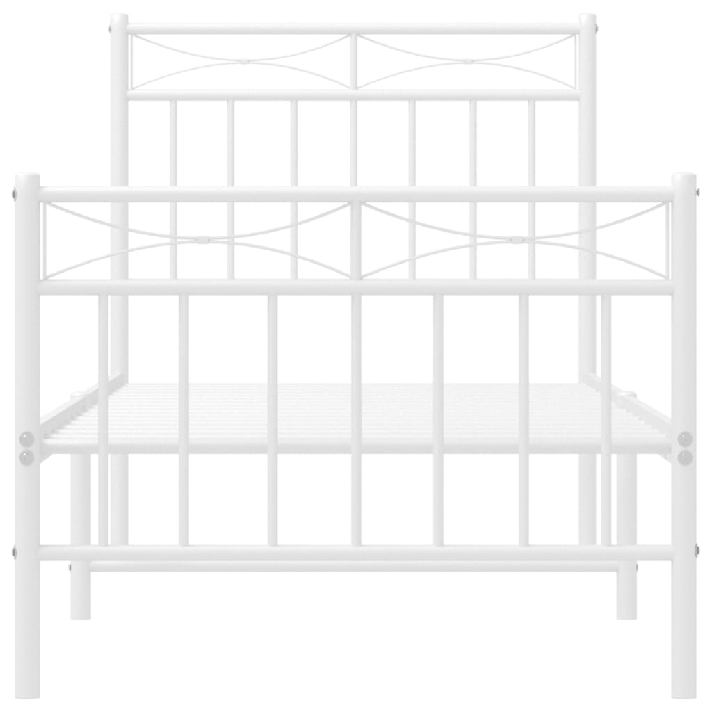 Estrutura de cama com cabeceira e pés 80x200 cm metal branco