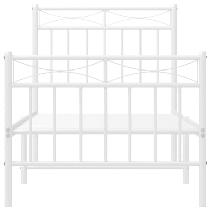 Estrutura de cama com cabeceira e pés 80x200 cm metal branco