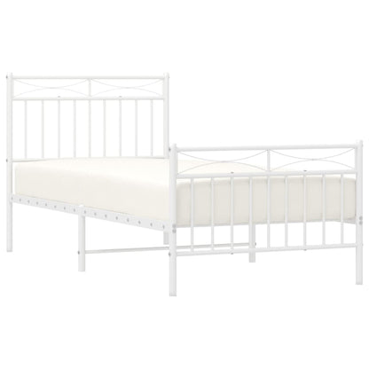 Estrutura de cama com cabeceira e pés 90x200 cm metal branco