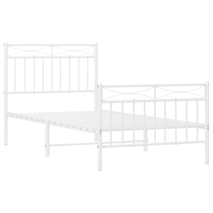 Estrutura de cama com cabeceira e pés 90x200 cm metal branco