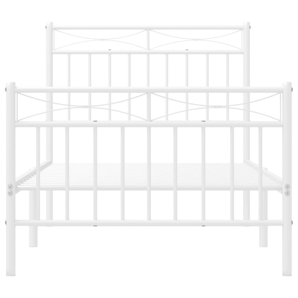 Estrutura de cama com cabeceira e pés 90x200 cm metal branco