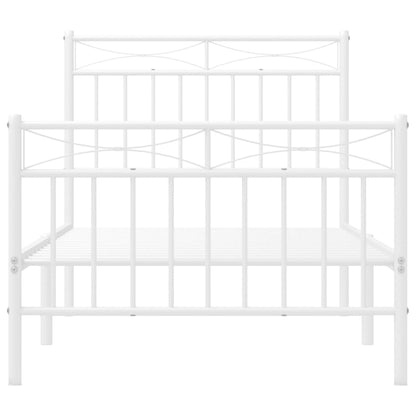 Estrutura de cama com cabeceira e pés 90x200 cm metal branco