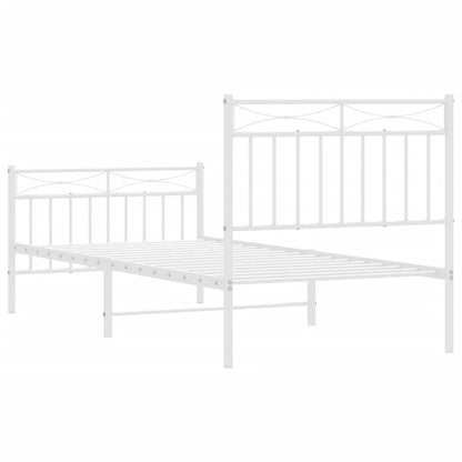 Estrutura de cama com cabeceira e pés 90x200 cm metal branco