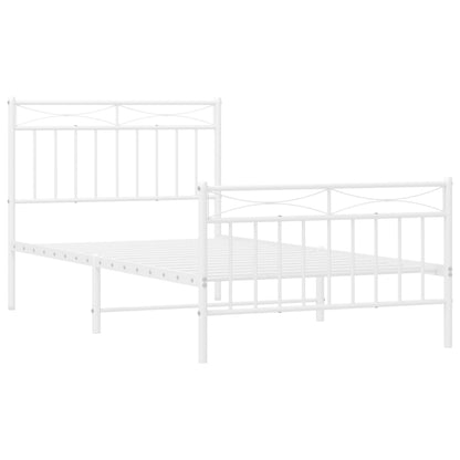 Estrutura de cama com cabeceira e pés 100x190 cm metal branco