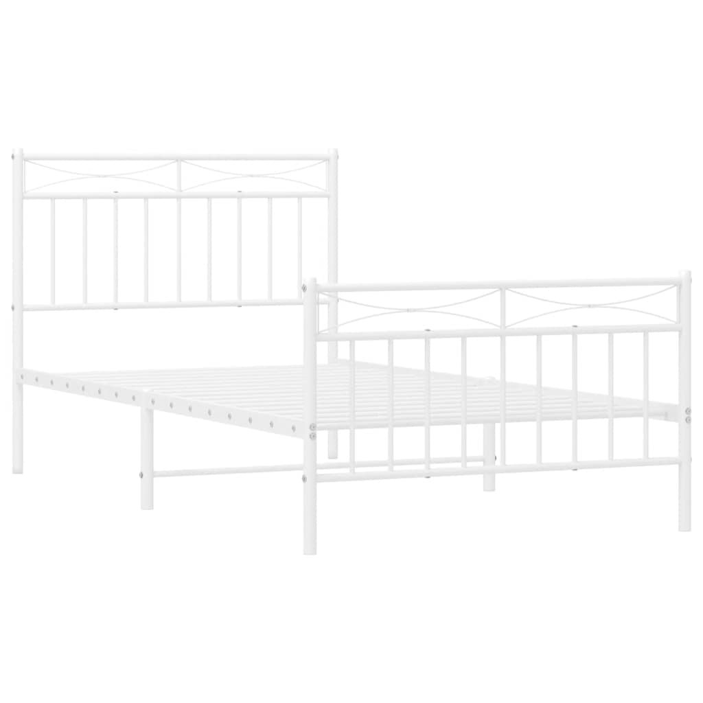 Estrutura de cama com cabeceira e pés 100x190 cm metal branco