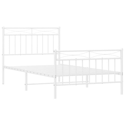 Estrutura de cama com cabeceira e pés 100x190 cm metal branco