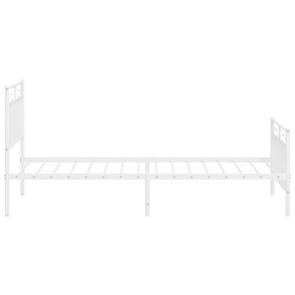 Estrutura de cama com cabeceira e pés 100x190 cm metal branco