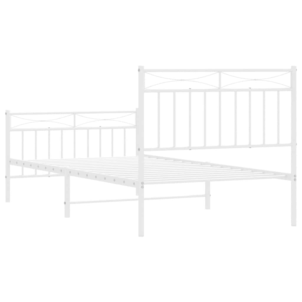 Estrutura de cama com cabeceira e pés 100x190 cm metal branco