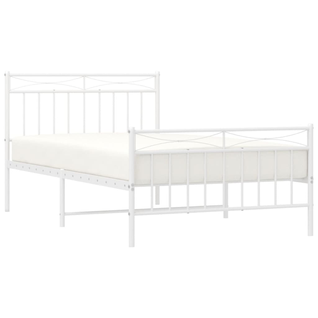 Estrutura de cama com cabeceira e pés 100x200 cm metal branco