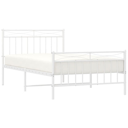 Estrutura de cama com cabeceira e pés 100x200 cm metal branco