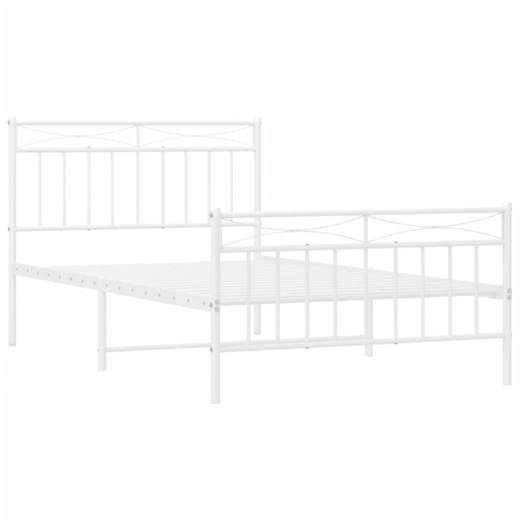 Estrutura de cama com cabeceira e pés 100x200 cm metal branco