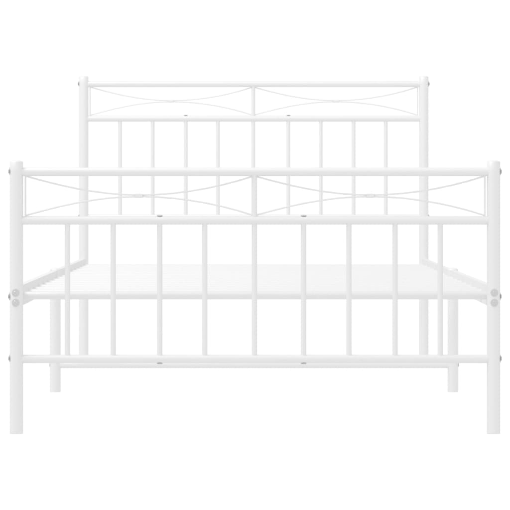 Estrutura de cama com cabeceira e pés 100x200 cm metal branco